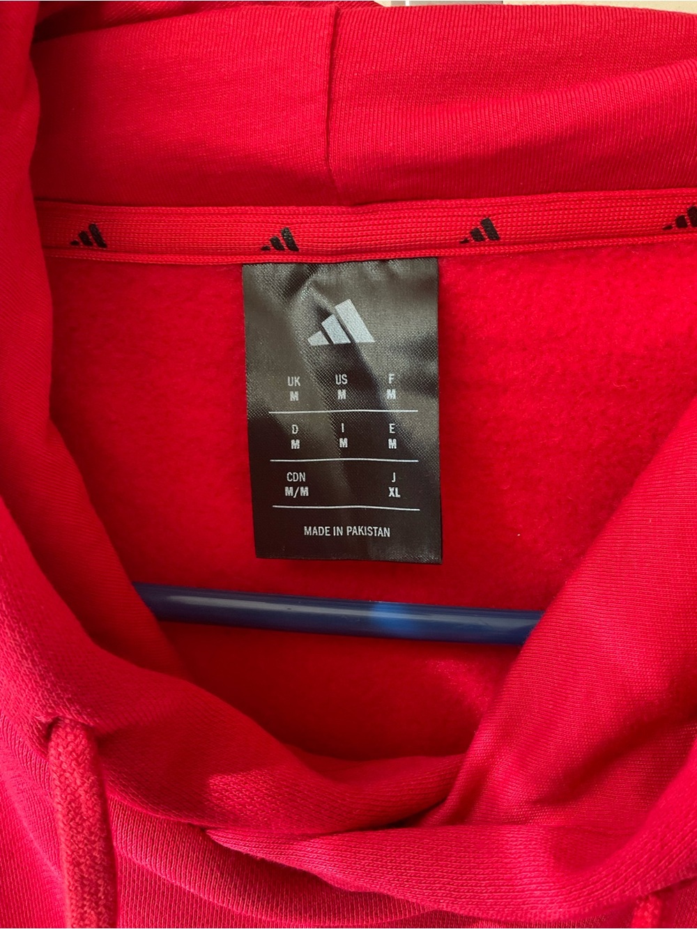 adidas Red Pullover Hoodie with Interior Logo Tag